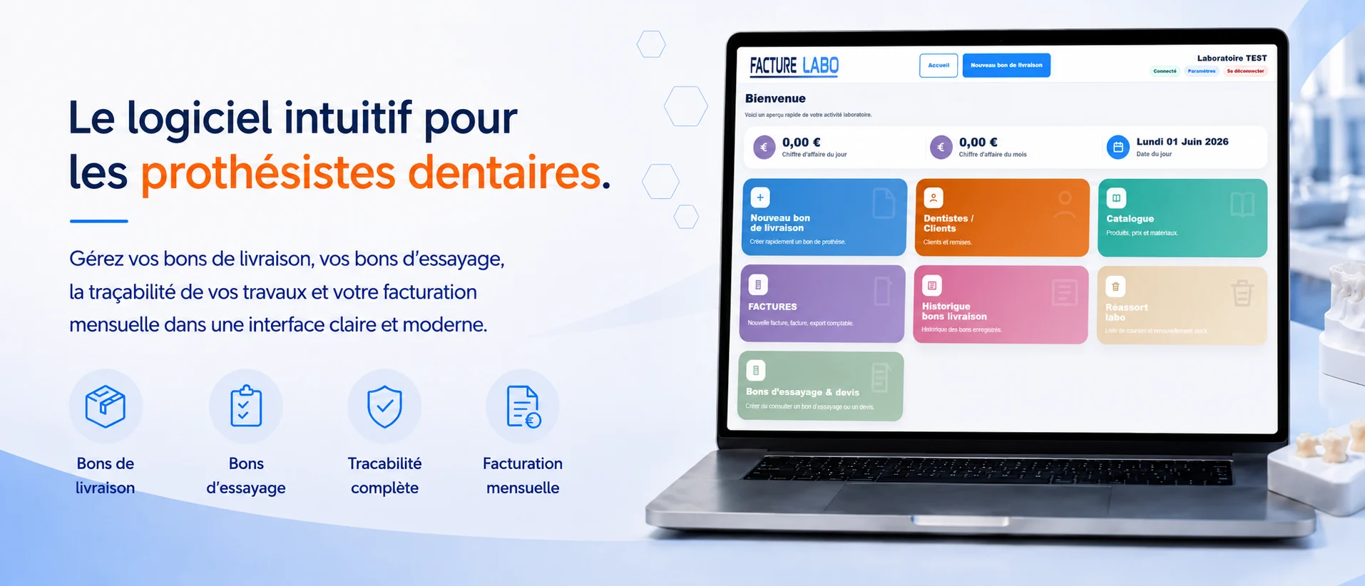 Logiciel de gestion pour laboratoire de prothèse dentaire Facture Labo